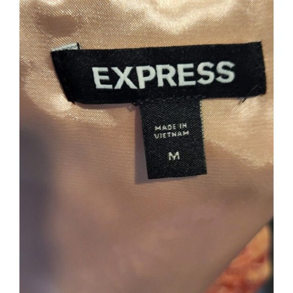 Express Chiffon Long Sleeve Romper Peach Paisley Lined Sz M - Picture 7 of 8